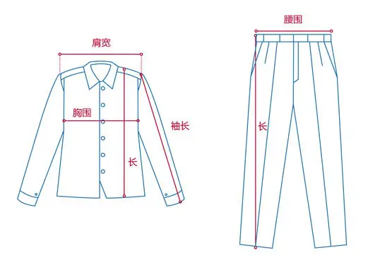 定做工作服測量展示圖，短袖工作服定做，冬季工作服定做